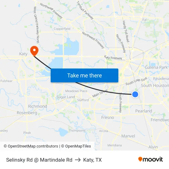 Selinsky Rd @ Martindale Rd to Katy, TX map