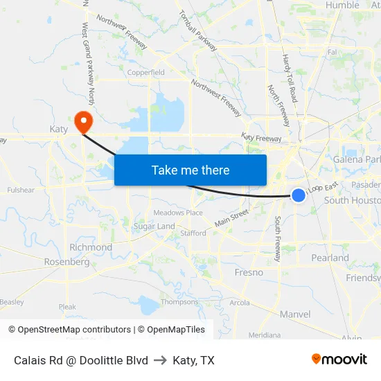 Calais Rd @ Doolittle Blvd to Katy, TX map