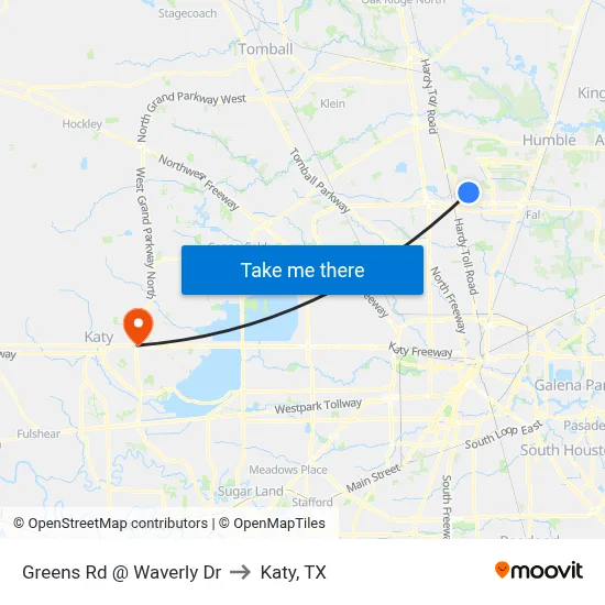 Greens Rd @ Waverly Dr to Katy, TX map