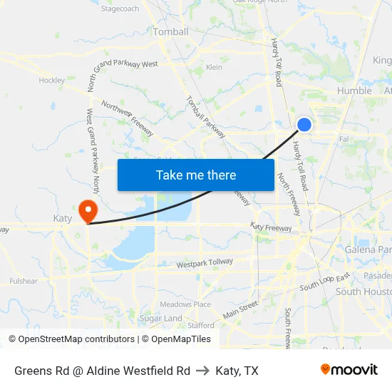 Greens Rd @ Aldine Westfield Rd to Katy, TX map