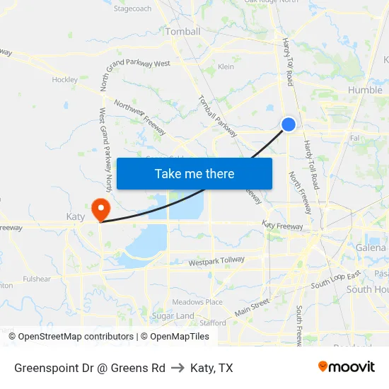 Greenspoint Dr @ Greens Rd to Katy, TX map