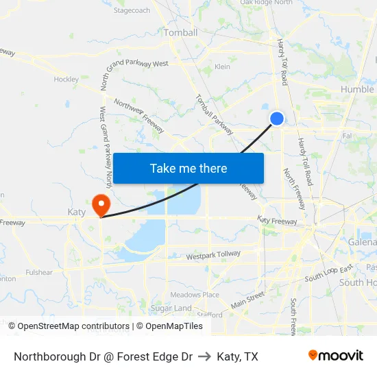 Northborough Dr @ Forest Edge Dr to Katy, TX map