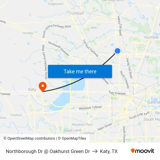 Northborough Dr @ Oakhurst Green Dr to Katy, TX map