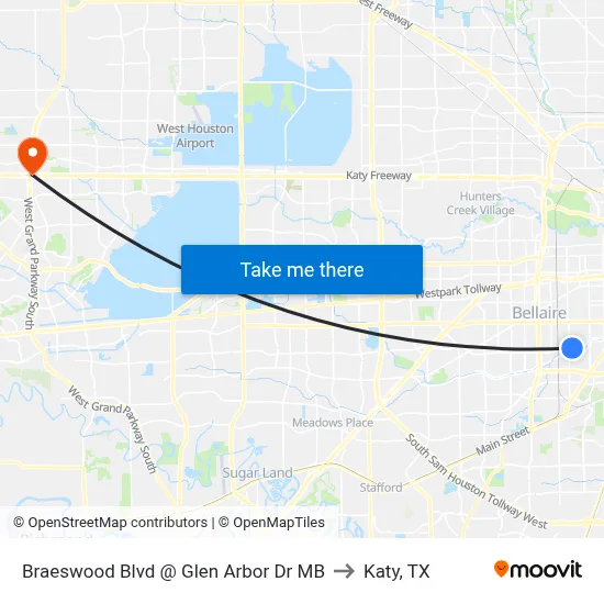 Braeswood Blvd @ Glen Arbor Dr MB to Katy, TX map