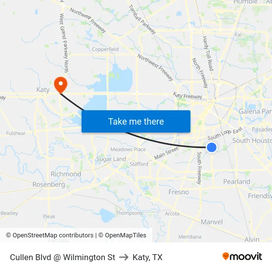 Cullen Blvd @ Wilmington St to Katy, TX map
