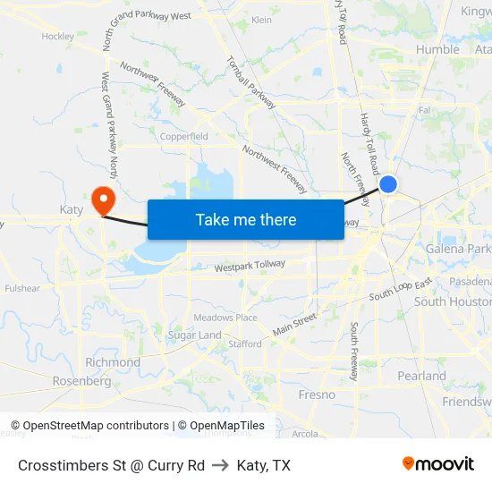 Crosstimbers St @ Curry Rd to Katy, TX map