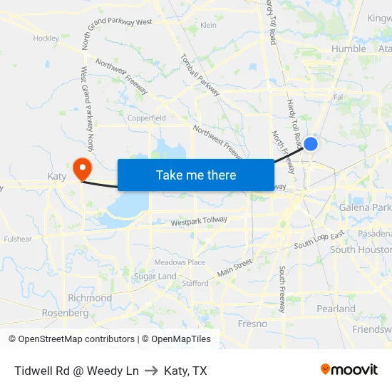 Tidwell Rd @ Weedy Ln to Katy, TX map