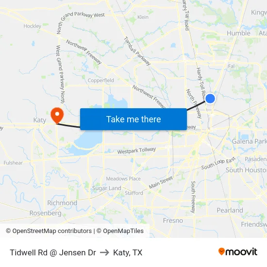Tidwell Rd @ Jensen Dr to Katy, TX map