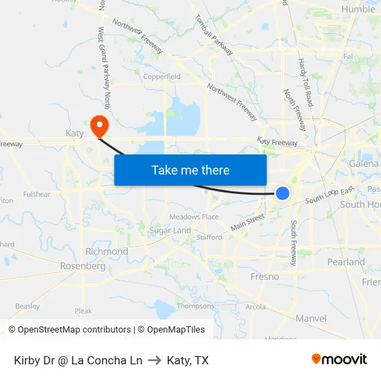 Kirby Dr @ La Concha Ln to Katy, TX map