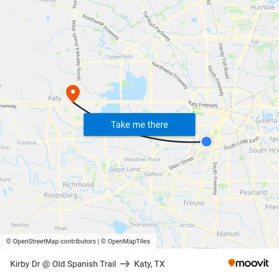 Kirby Dr @ Old Spanish Trail to Katy, TX map
