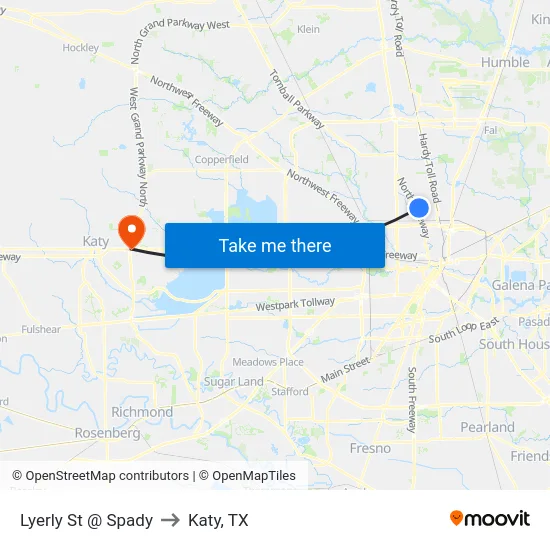 Lyerly St @ Spady to Katy, TX map