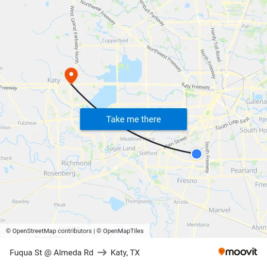 Fuqua St @ Almeda Rd to Katy, TX map