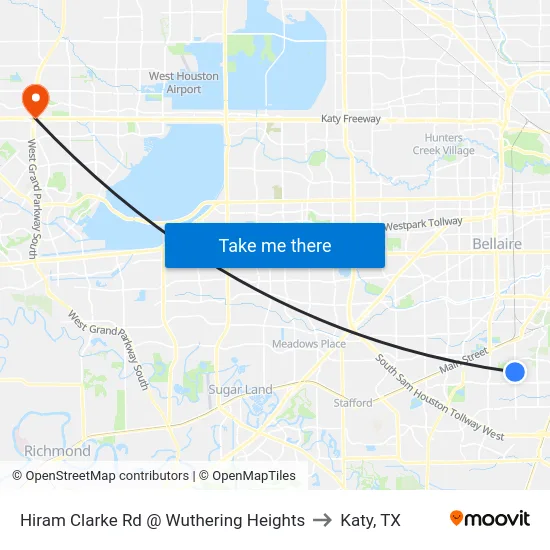 Hiram Clarke Rd @ Wuthering Heights to Katy, TX map