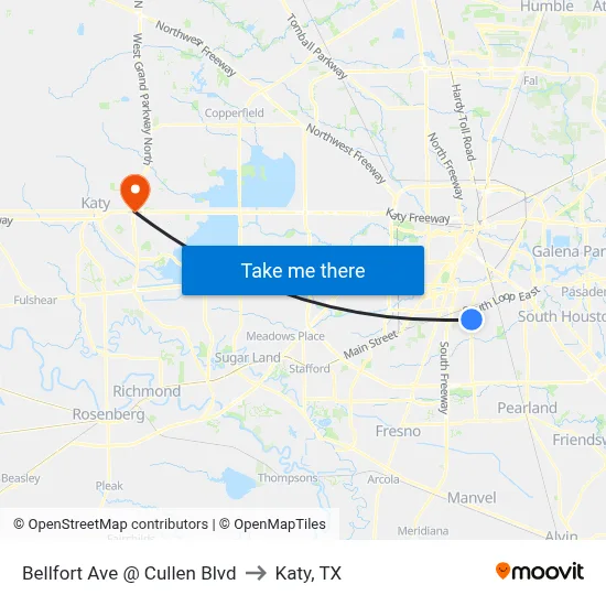 Bellfort Ave @ Cullen Blvd to Katy, TX map