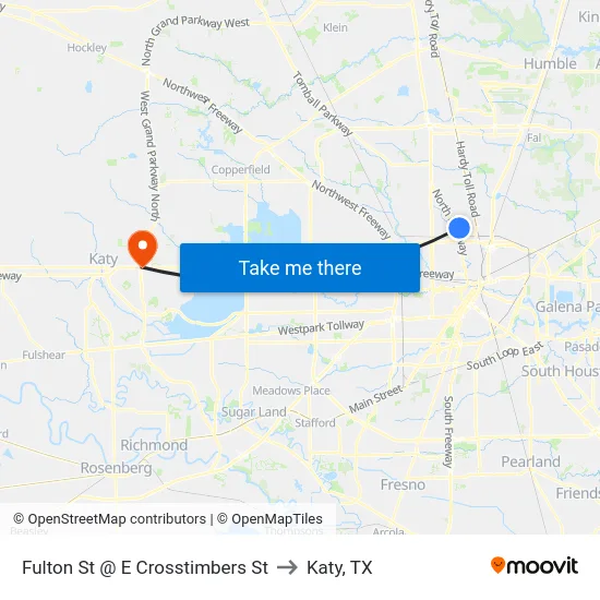 Fulton St @ E Crosstimbers St to Katy, TX map