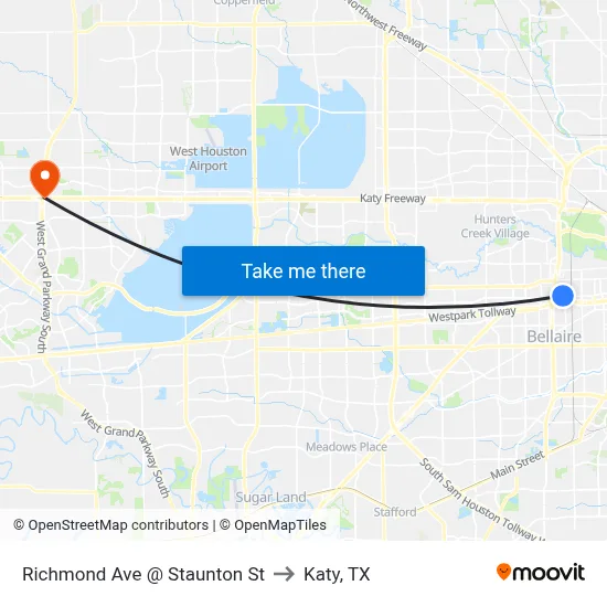 Richmond Ave @ Staunton St to Katy, TX map