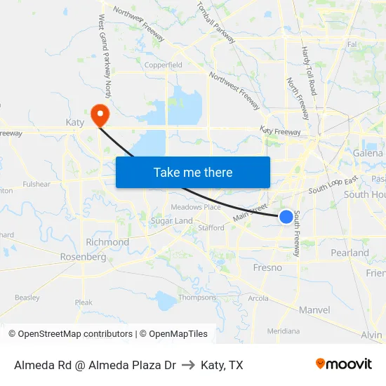 Almeda Rd @ Almeda Plaza Dr to Katy, TX map