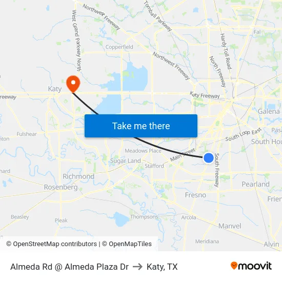 Almeda Rd @ Almeda Plaza Dr to Katy, TX map