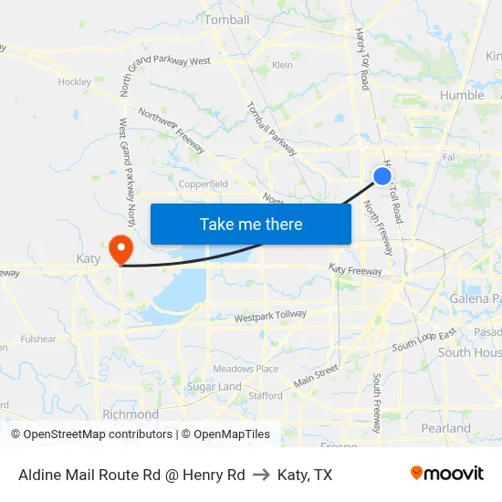 Aldine Mail Route Rd @ Henry Rd to Katy, TX map