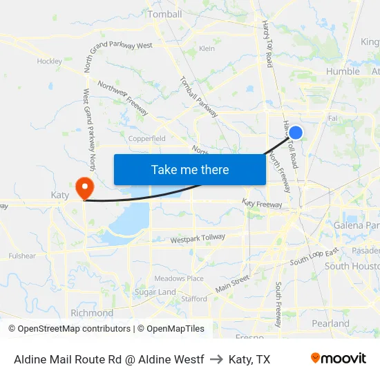 Aldine Mail Route Rd @ Aldine Westf to Katy, TX map