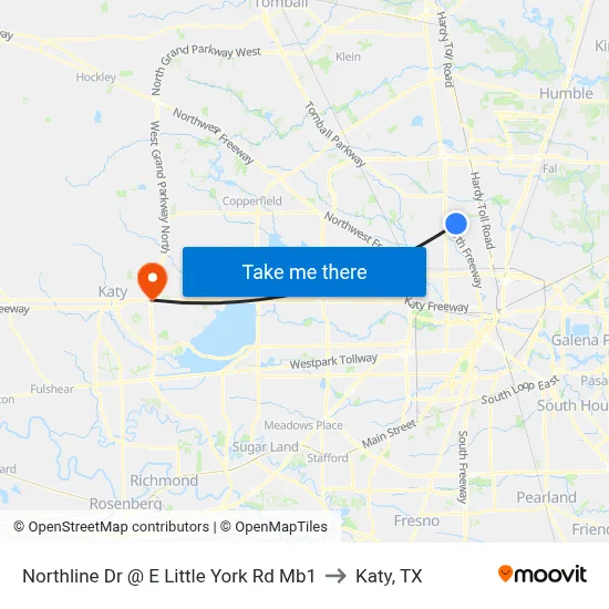 Northline Dr @ E Little York Rd Mb1 to Katy, TX map