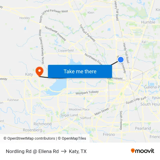 Nordling Rd @ Ellena Rd to Katy, TX map