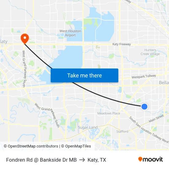 Fondren Rd @ Bankside Dr MB to Katy, TX map