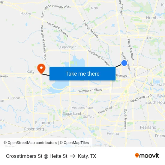Crosstimbers St @ Heite St to Katy, TX map