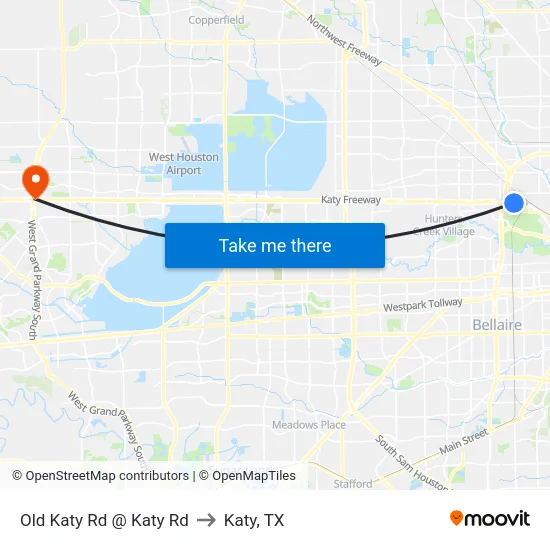 Old Katy Rd @ Katy Rd to Katy, TX map