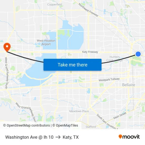 Washington Ave @ Ih 10 to Katy, TX map