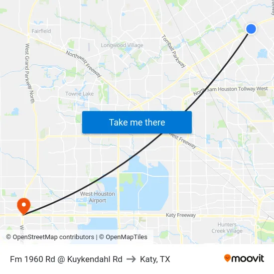 Fm 1960 Rd @ Kuykendahl Rd to Katy, TX map