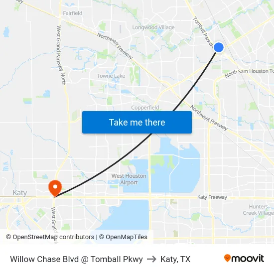 Willow Chase Blvd @ Tomball Pkwy to Katy, TX map