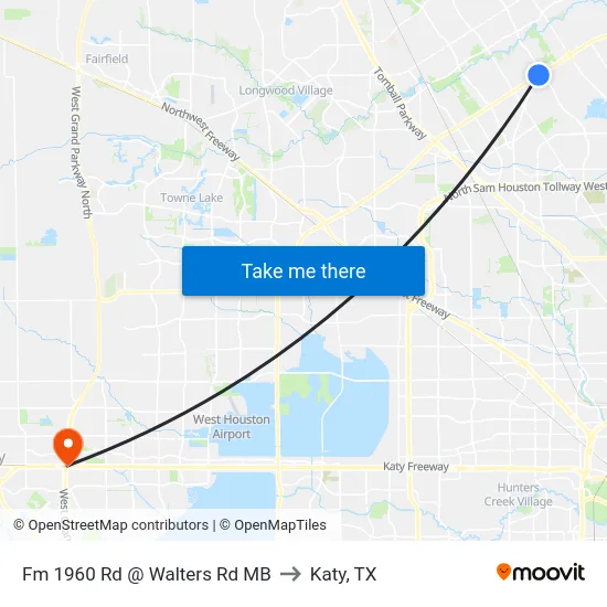 Fm 1960 Rd @ Walters Rd MB to Katy, TX map