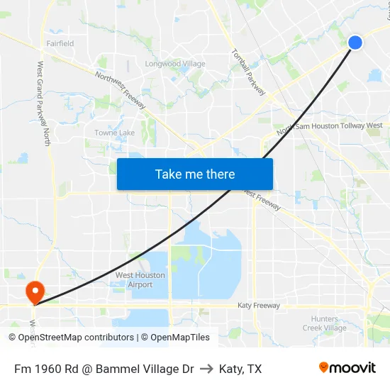 Fm 1960 Rd @ Bammel Village Dr to Katy, TX map