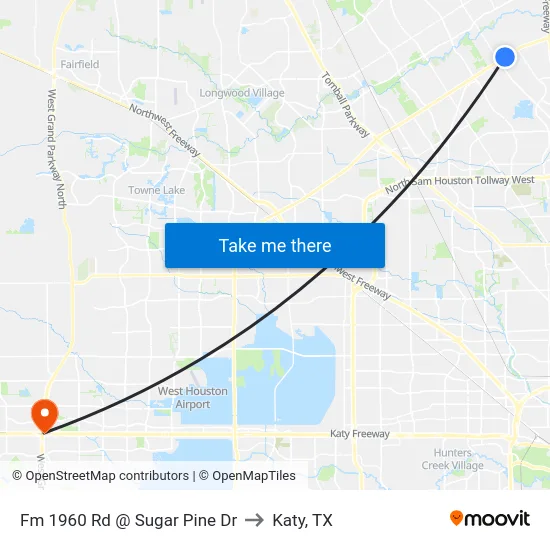 Fm 1960 Rd @ Sugar Pine Dr to Katy, TX map