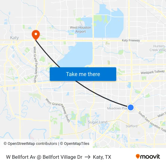 W Bellfort Av @ Bellfort Village Dr to Katy, TX map