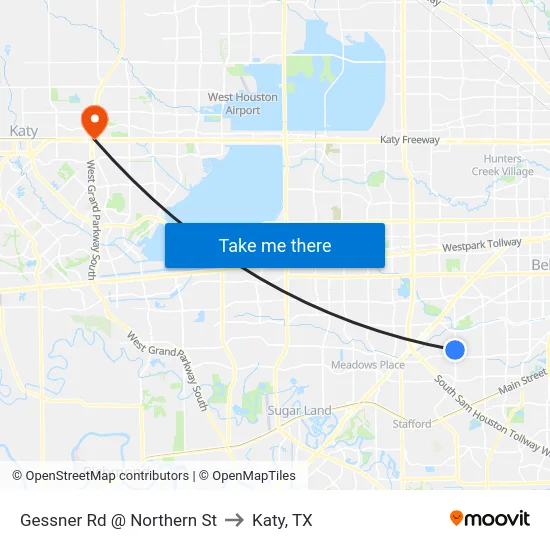 Gessner Rd @ Northern St to Katy, TX map