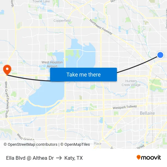 Ella Blvd @ Althea Dr to Katy, TX map