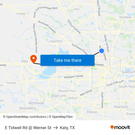 E Tidwell Rd @ Werner St to Katy, TX map