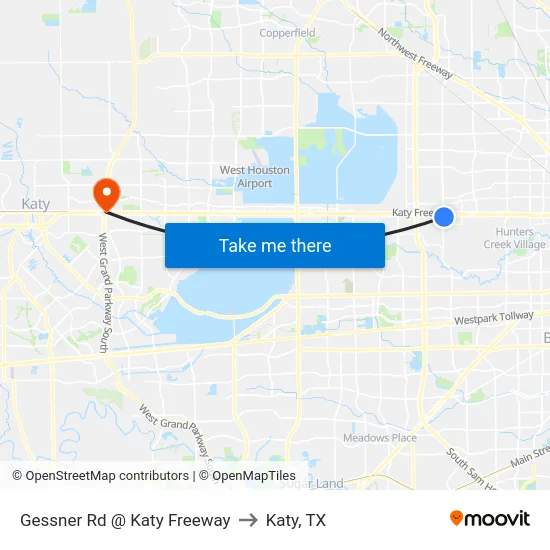 Gessner Rd @ Katy Freeway to Katy, TX map