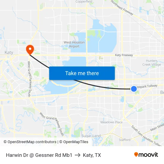 Harwin Dr @ Gessner Rd Mb1 to Katy, TX map