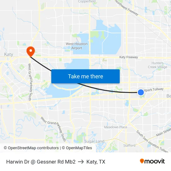 Harwin Dr @ Gessner Rd Mb2 to Katy, TX map