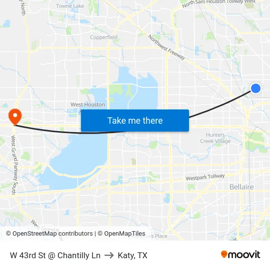 W 43rd St @ Chantilly Ln to Katy, TX map