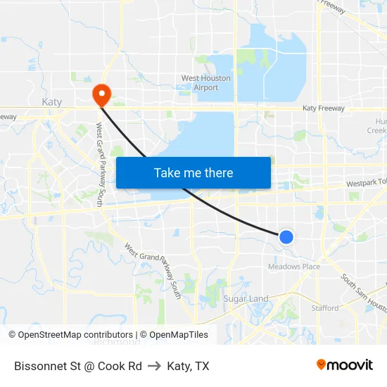 Bissonnet St @ Cook Rd to Katy, TX map