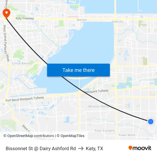 Bissonnet St @ Dairy Ashford Rd to Katy, TX map