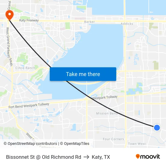 Bissonnet St @ Old Richmond Rd to Katy, TX map
