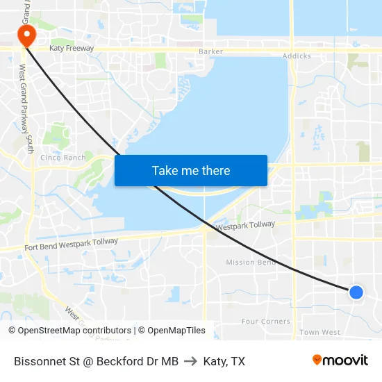 Bissonnet St @ Beckford Dr MB to Katy, TX map