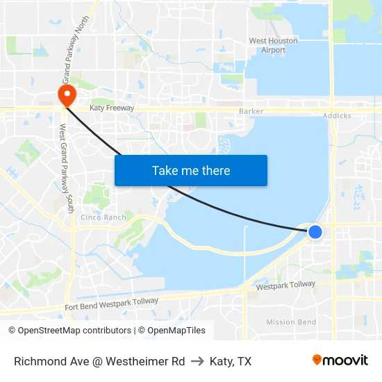 Richmond Ave @ Westheimer Rd to Katy, TX map