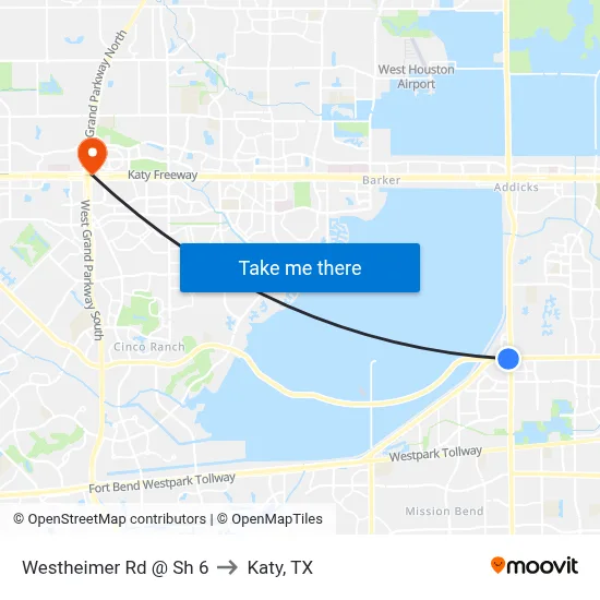 Westheimer Rd @ Sh 6 to Katy, TX map