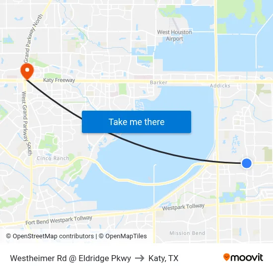 Westheimer Rd @ Eldridge Pkwy to Katy, TX map